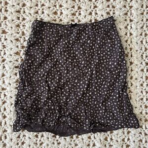 Brandy Melville Brown Skirt with Flowers
